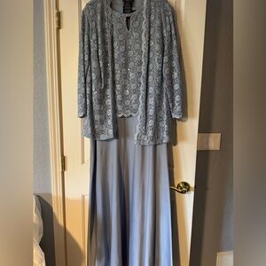 R&M Richards Silver-Embellished Lace Dress